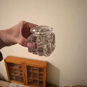 Vintage Cut Crystal Trinket Box / Covered Dish – Swirl Lid